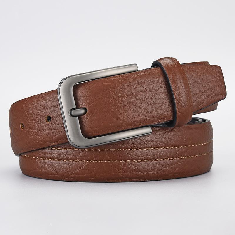 

Мужской ремень из сплава с пряжкой синего цвета для деловых и повседневных брюк 125cm тёмно-рыжий