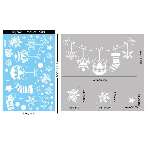 New Christmas Party Decoration Creative Bells, Reindeer, Santa Claus, Electrostatic Stickers, Snowflakes, Snowmen, Glass Stickers