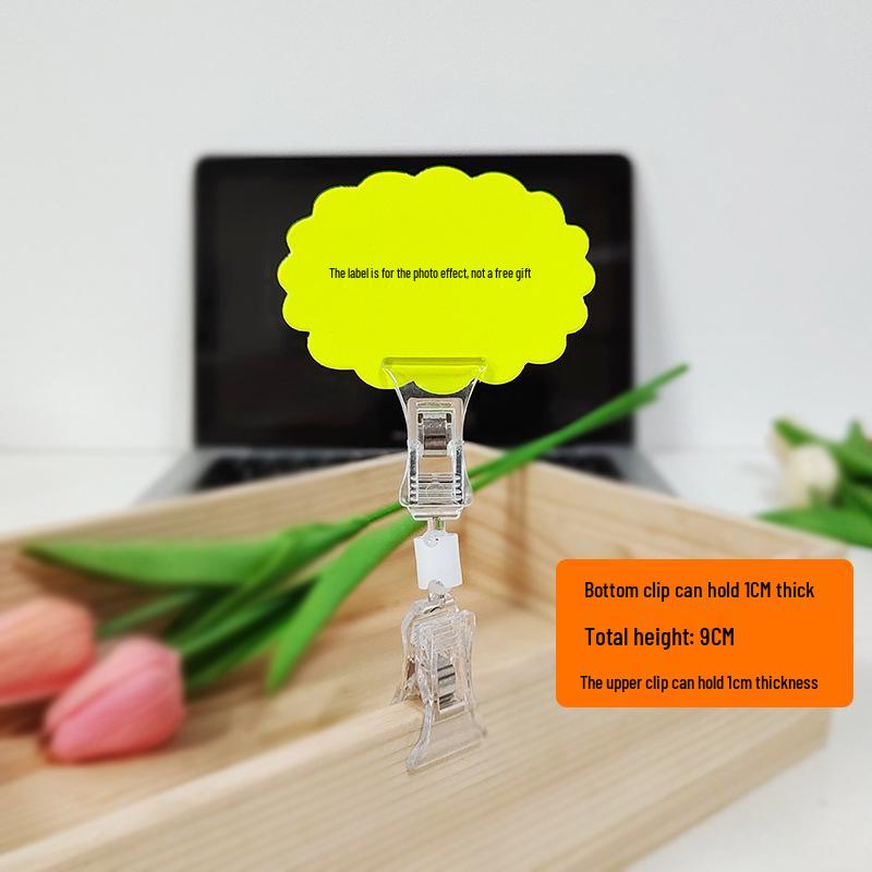 

Dual-Head Crystal Clip for Price Tags - Transparent Supermarket Display Holder