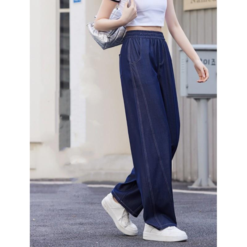 

Women s Summer Lightweight Denim Pants: Slimming, High-Waisted, Flowy, Casual, Wrinkle-Resistant, Loose-Fit, Wide-Leg S