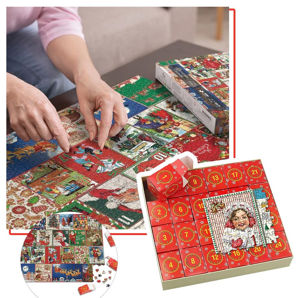 Christmas Advent Calendar Puzzle 1000 Pieces, Christmas Countdown Puzzle Toy, Kids Christmas Gift Birthday Gift