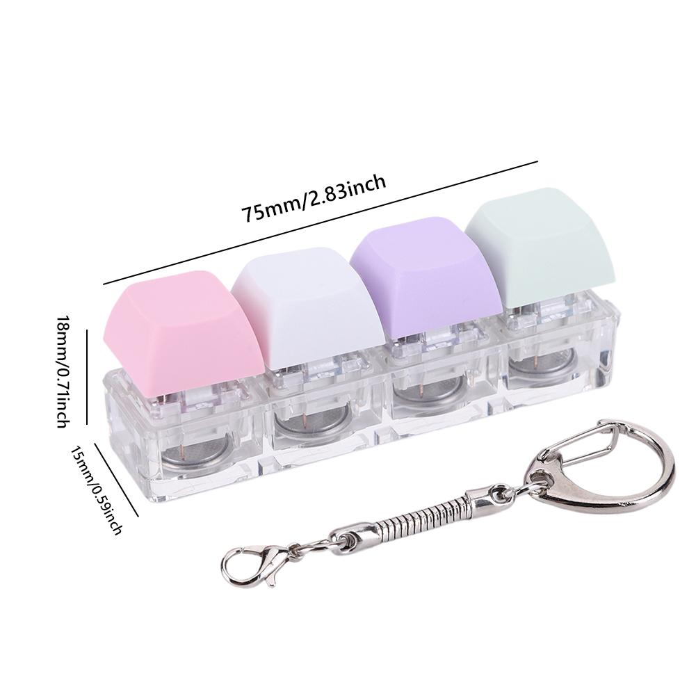 4 Keys Keyboard Fidget Toy Keychain Decompression Toys with LED Light Keyboard Clicker Toy DIY Button Stress Relief for Adult