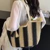 New Vertical Striped Straw Bag High Value Handbag Women's Shoulder Tote Bag Woven Bag Holiday Wind Beach Bag