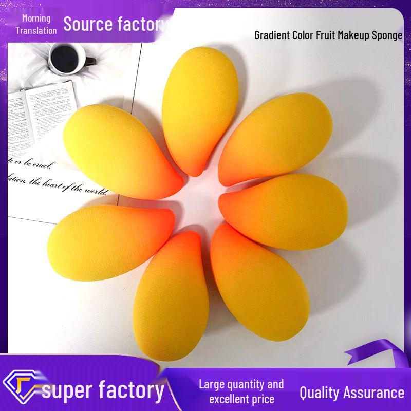 

Gradient Mango Makeup Sponge - Wet & Dry Use, Cute Fruit-Shaped Cushion Puff