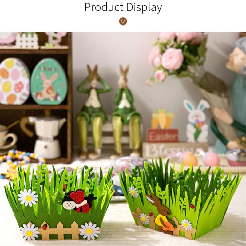 User Friendly Green Rabbit Basket Easters Celebration Decors for Easters Festivities Perfect for Kids and Family Gatherings