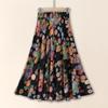 Ice Silk Floral Midi Skirt With Breathable Fabric For Middleaged Women Casual Wear