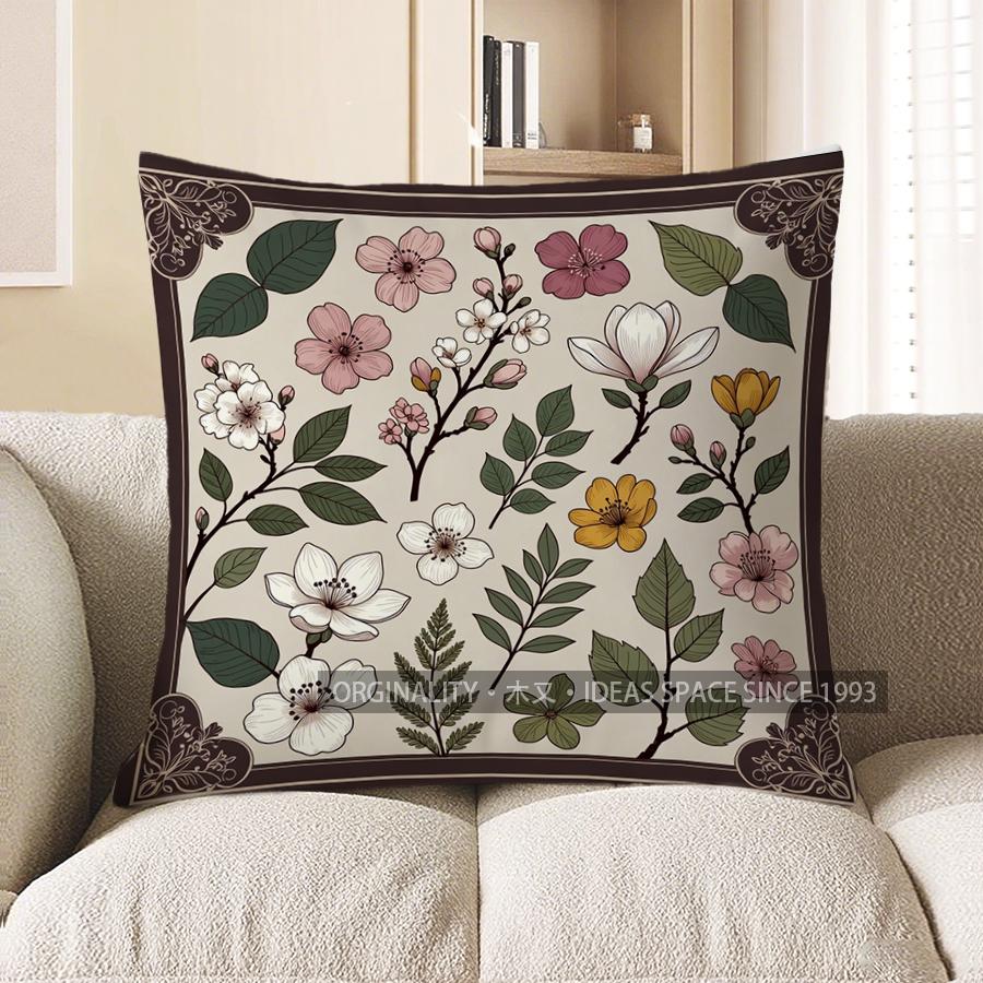 2D Floral Patterned Pillowcases For Cozy Decor Pattern Cushion Cover Suitable For Sofa Bedroom Car Pillow Cover