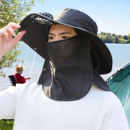 Fisherman Hat with Removable Fan Rotatable USB Fan Wide Brim Sun Hat UPF50+ Protection Adjustable Circumference Fishing Hat