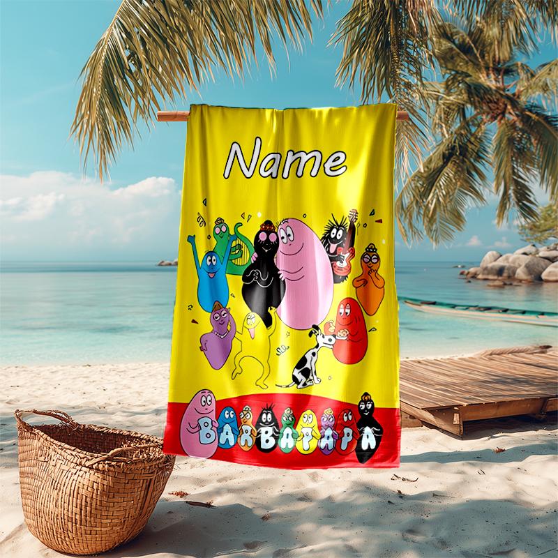 Personalized customized proof beach towel with Barbapapa pattern - soft, absorbent, quick-drying, perfect swimming, camping&bathing