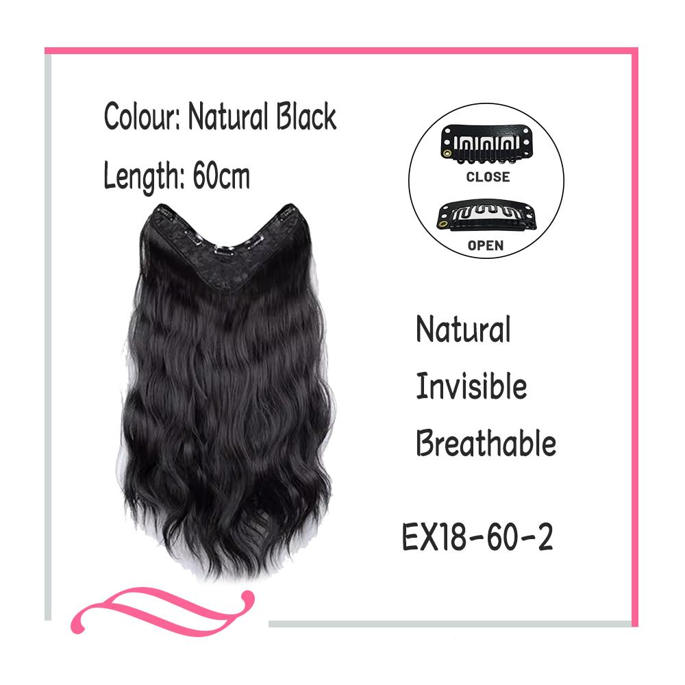 Bybrana Dlouhé vlasy z jednoho kusu dlouhé kudrnaté vlasy Prodlužování vlasů ve tvaru V neviditelné nadýchané mírně kudrnaté simulující vlasy