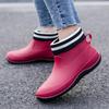 Damen wasserdichte rutschfeste gefütterte niedrig geschnittene Regenstiefel im koreanischen Stil - Modische warme Outdoor-Bekleidung