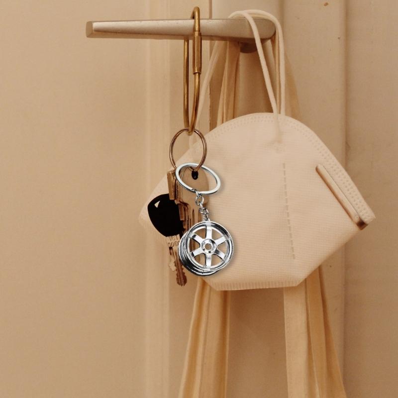 Portable Keychain Wheel Shape Key Ornament Suitable for Trendsetters and Anyone Seeking a Distinctive Style Statement