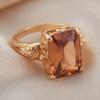 Fashion Gold Color Carving Pattern Square Inlaid Zircon Ring, Women's Exquisite Sparkling Jewelry Accessory