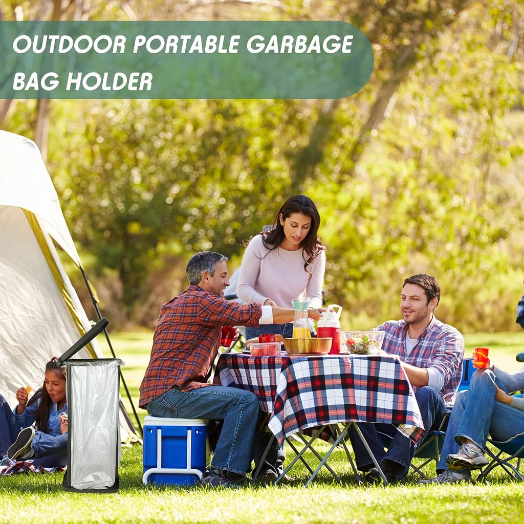 1pc Foldable Plastic Trash Can | Adjustable Height Portable Garbage Bag Holder |Rectangle No-Electricity Outdoor & Kitchen Trash