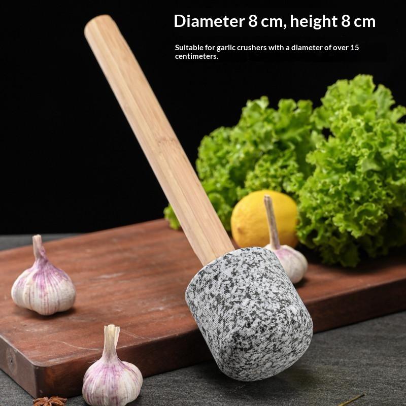 Heavy Duty Natural Granite Grinding Pestle Polished Non-Slip Base for Kitchen Grinding Spices Herbs Pesto Guacamole