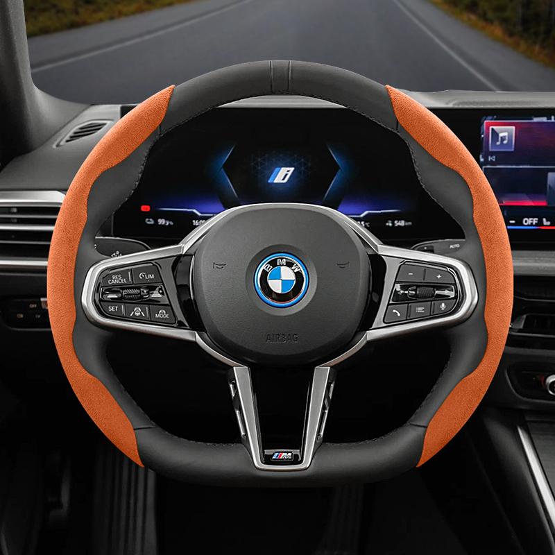 Suitable for Bmw Anti-Slip Buckle Segmented Suede Steering Wheel Cover Suitable for E46 F20 E87 E39 E91 G20 F31 E93 X3 E83 E61 m Serie 1 F30 X5 E90