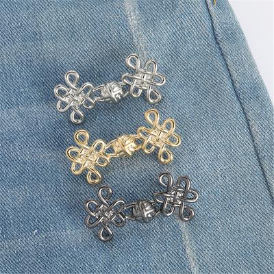 Beautiful Chinese Knot Adjustable Tightener Waist Buckle For Jeans,No Sewing Required Metal Button Adjuster For Pants And Skirts
