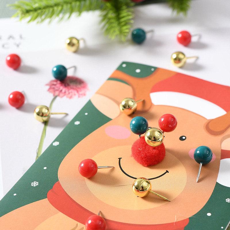 Festive Stationery Set: Christmas Paper Clips, Long Tail Clips, Thumb Tacks in 4-Grid Box - Red, Green & Gold Cultural Binding Gifts