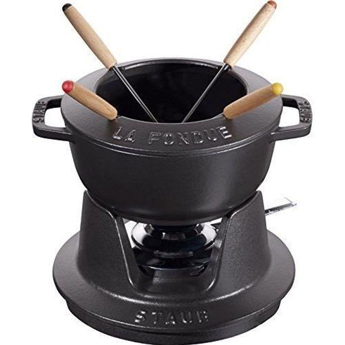 Service à fondue - STAUB - 40511-970-0 - Fonte - 16 cm - Noir mat - Compatible induction
