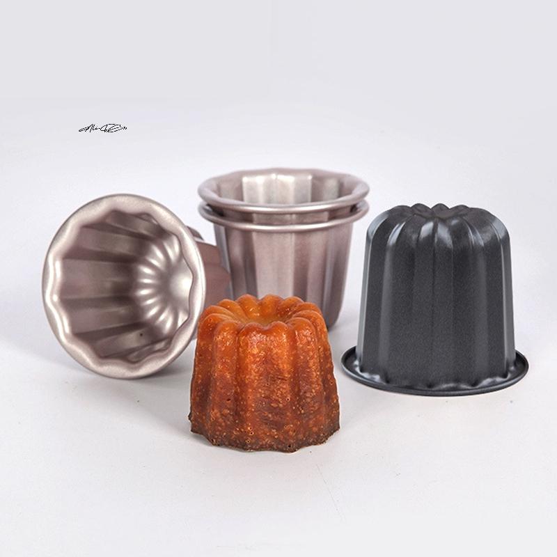 6 Stück Antihaft-Canele-Form Kuchenform Kleine Canele Muffin Backform Cupcake Kohlenstoffstahl Gebäckform Mini Cupcake Halter