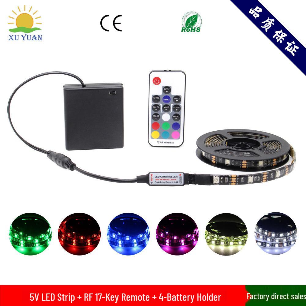

5V RGB LED Strip with Waterproof Drip Glue and 17-Key RF Controller (Seven Colors) 1m Bare Board