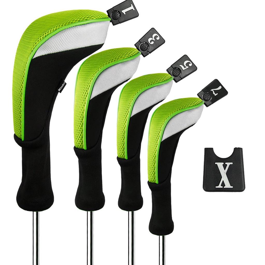 Andux Golf Club Headcovers, Set of 4, for Wood Drivers, 460cc, MT/MG30 (Green)