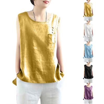 Women's Vintage Loose Fit Cotton Linen Blend Tank Top