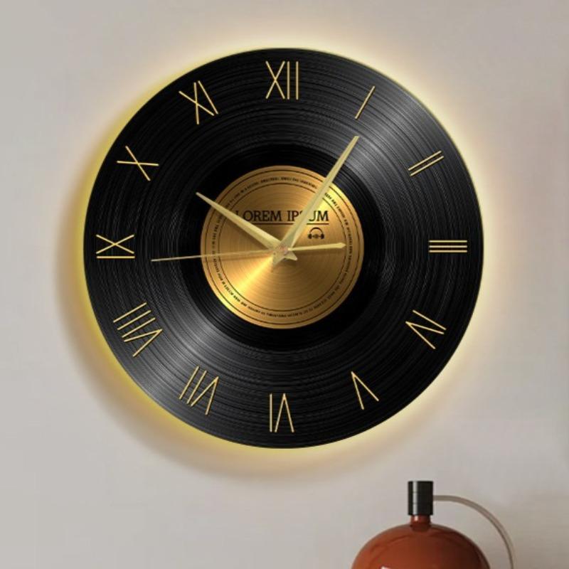 Vintage Wall Clock with Light Living Room Silent Clock for Bedroom Large Creative Luxury Desktop Watches Elegant Home Decoration