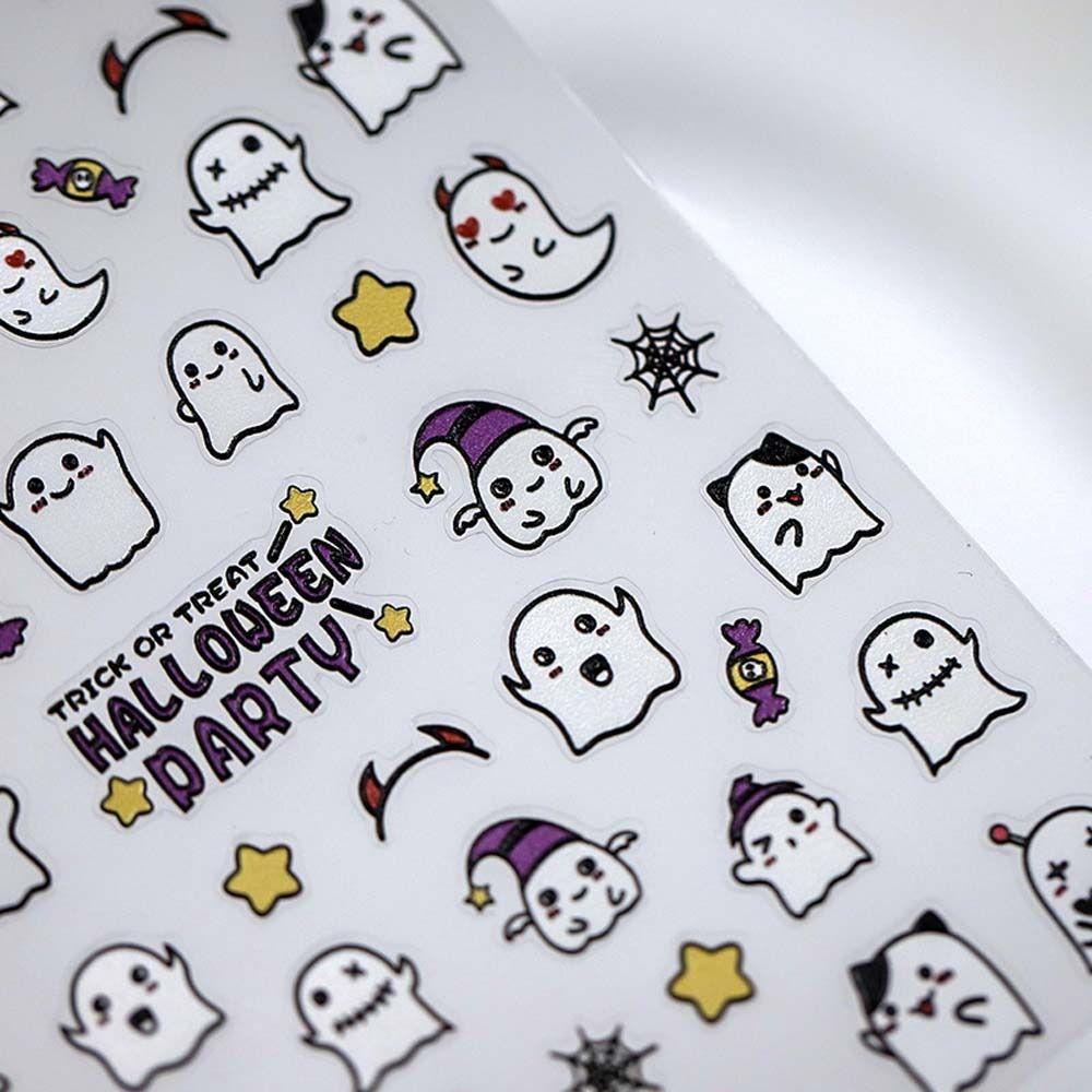 Nail Accessories Christmas Nail Stickers DIY Nail Charms Manicure Ornaments Christmas Nail Decals Halloween Ghost Elk Pattern