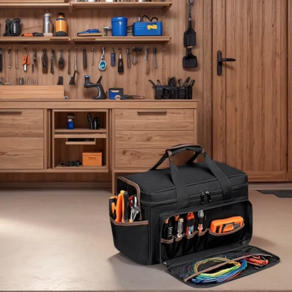 17'' Große Kapazität Tragbares Werkzeugset mit Schultergurt 20 Taschen Elektriker Werkzeugtasche Wasserdicht Verschleißfest Werkzeugkasten