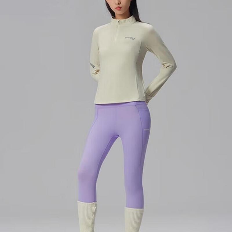 SAUCONY Comfortable Skin-Friendly Casual Solid Color Simple Sweatshirt Women Tops Antique-White SA1259HZ01T-WT025