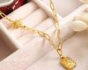 European Winter Zircon Hexagram Pendant Necklace In 18K Gold-Plated Titanium Steel