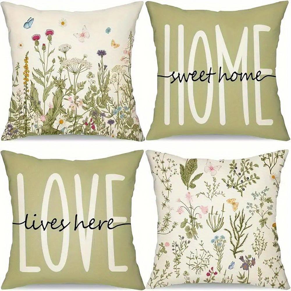 1/4pcs Floral Patterned Home Sweet Love Lives Here Pillowcases Sofa cushion cover home bedroom room decoration