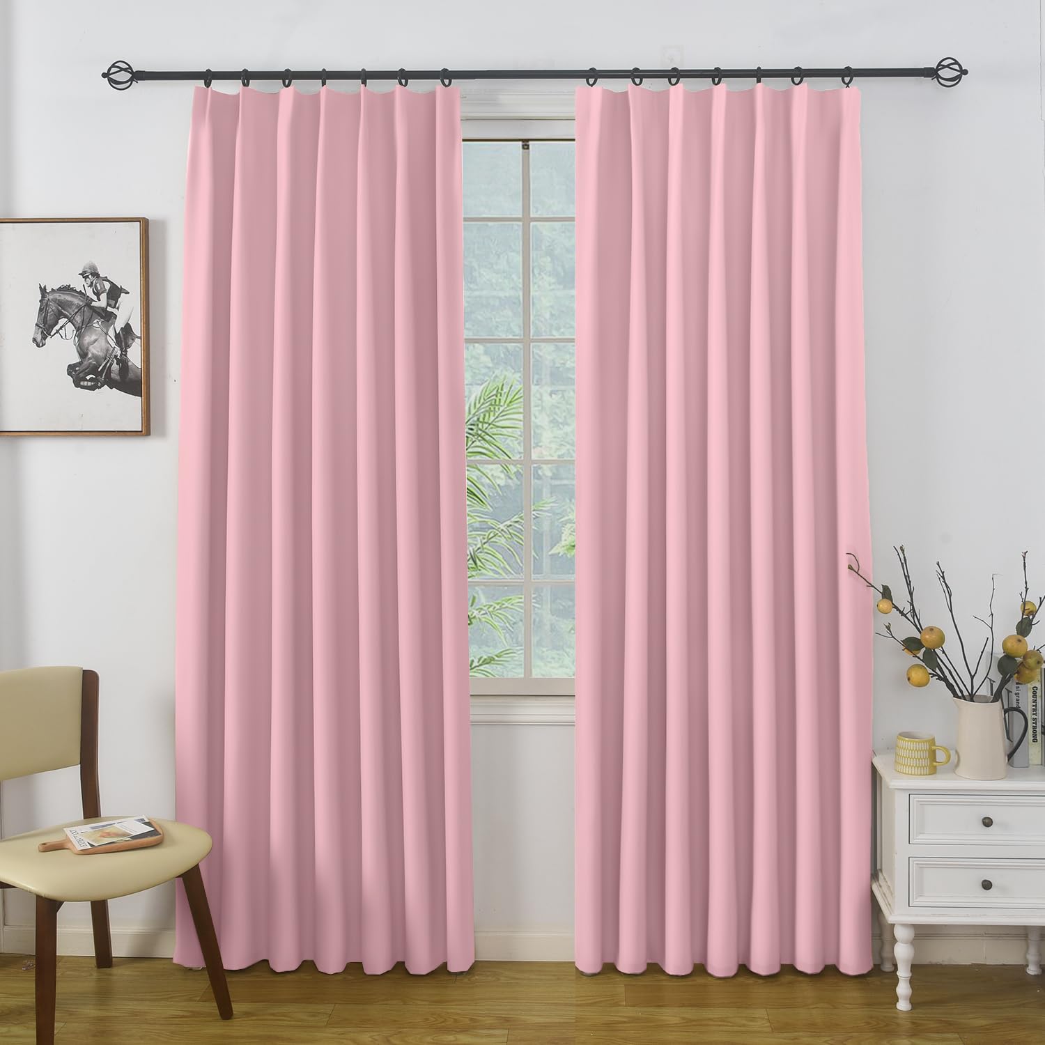 

PANDA INTERIOR Комплект Блэкаут Уровень 1 Светонепроницаемый Термо Плотный Регулируемый для Гостиной и Кафе 100см Шириной x 110см 2 Шторы, 2, Блокирующие, Звукоизолирующие,