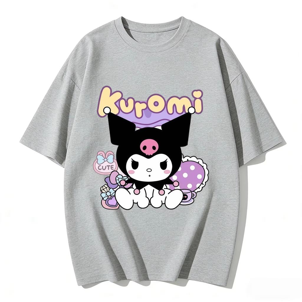 new Summer Cute Kuromi TShirts Soft Cotton Short Sleeve Tees for Parents Kids Breathable Casual Daily Outfit Tops