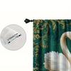 Set Of 2 Swan Design Curtains Serene Water Scene Golden Accents Breathable Polyester Fabric Perfect Living Room Elegant Made Great Window Treatment