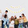 White Happy Anniversary Banner, Party Supplies for Wedding Birthday Party Ceremony Decoration
