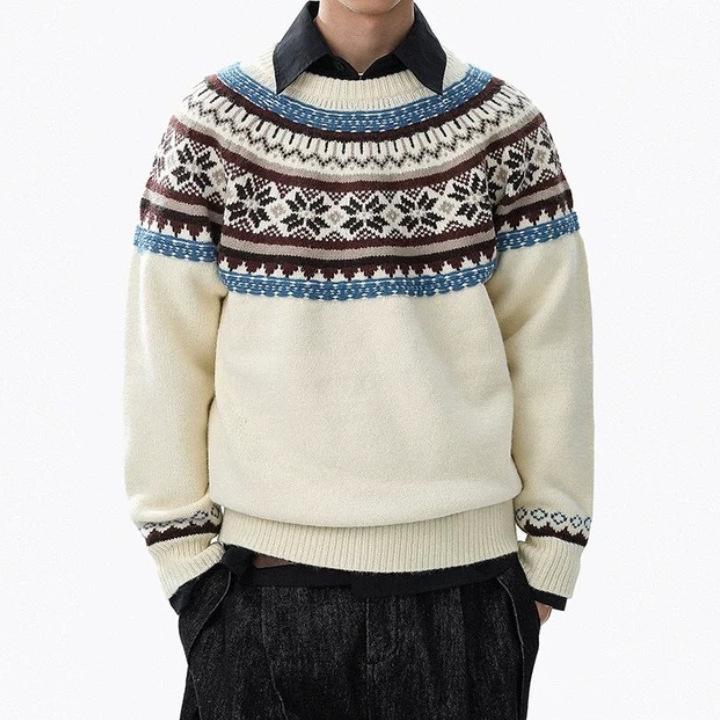 Unisex Retro Round Neck Sweater - Comfortable, Soft Knit Top for Autumn/Winter