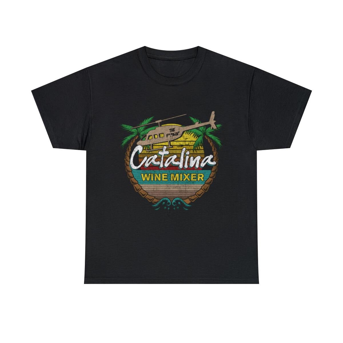 Retro Catalina Wine Mixer Graphic Tee Shirt, S-5XL 3XL