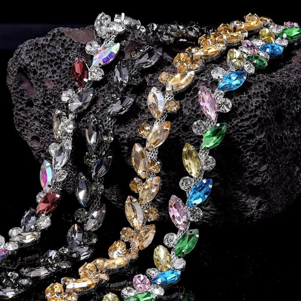 1Yard/90cm Rhinestone Border DIY Multi-color Crystal Diamond Ribbon Versatile Self-adhesive Rhinestone Chain