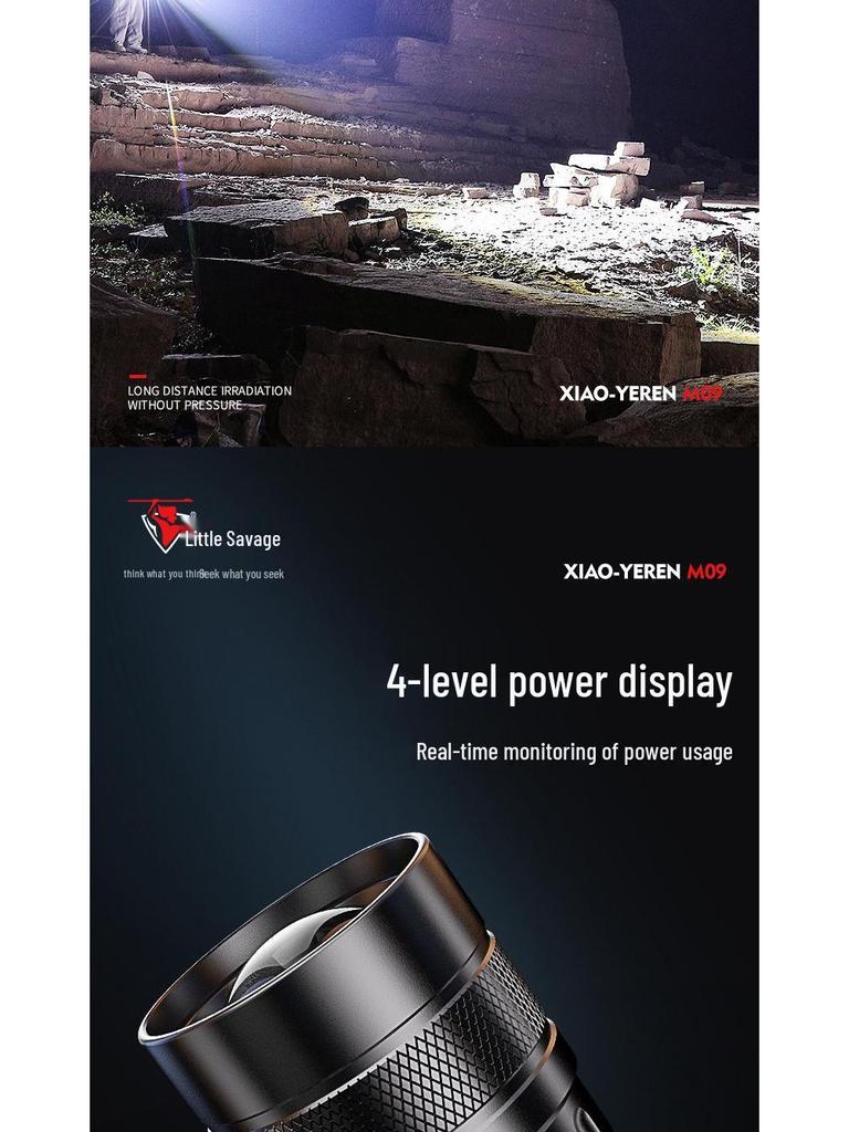 Rechargeable LED Outdoor Flashlight with Telescopic Zoom and Multifunctional Long-Range Emergency Lighting