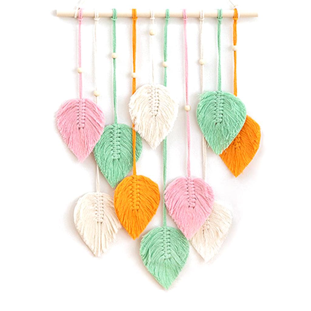Hand Woven Leaf Macrame Tapestry Boho Decor Hanging Pendant Crafts Wall Hanging Home Decoration For Bedroom Living Room