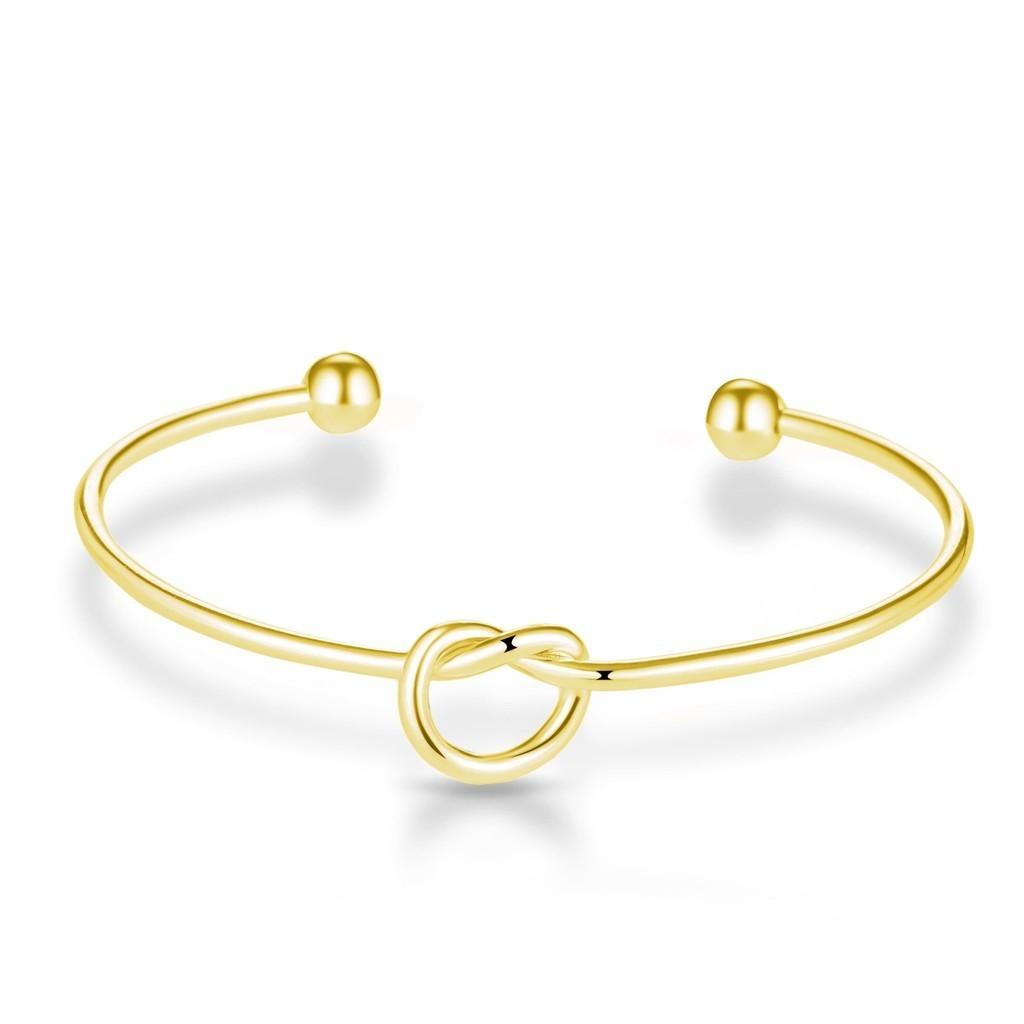 Minimalist 2mm Thin Titanium Steel Love Heart Knot Bangle Chic Knot Cuff Bracelet