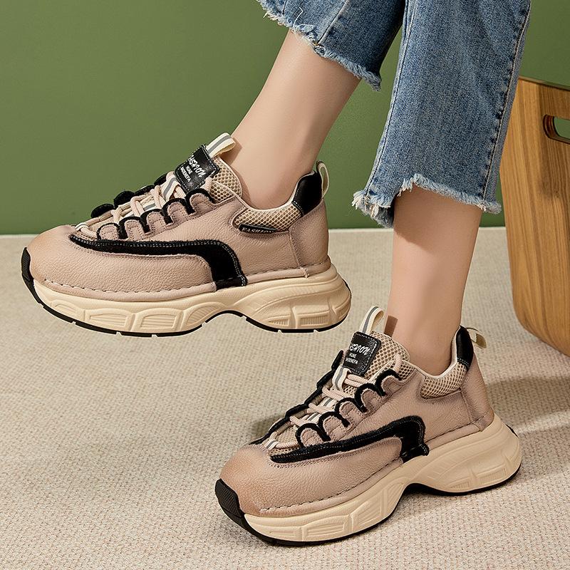 Fashion 4cm Air Mesh Genuine Leather Women Boots Motorcycle Fashion Moccasins Summer Chunky Sneaker Loafer Ankle Booties Shoes