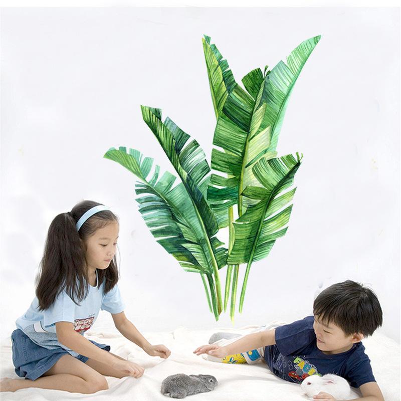 Green Large Leaf Wall Sticker, Tropical Plants Decor, Self-Adhesive Poster for Dorm Room