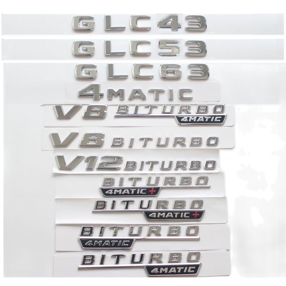 Chrome Letters GLC43 GLC63 Symbols V8 V12 BITURBO 4MATIC Sticker for Benz AMG W166 C292 Trunk Fender Emblems NY2