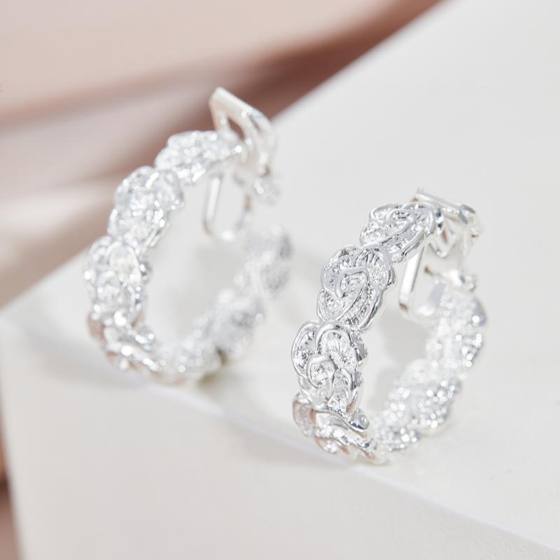 

Модные Роскошные Цветы Элегантные C-образные Клипсы для Ушей для Женщин Без Прокола Простые Вечерние Циркон Подарок на День Рождения Юбилей