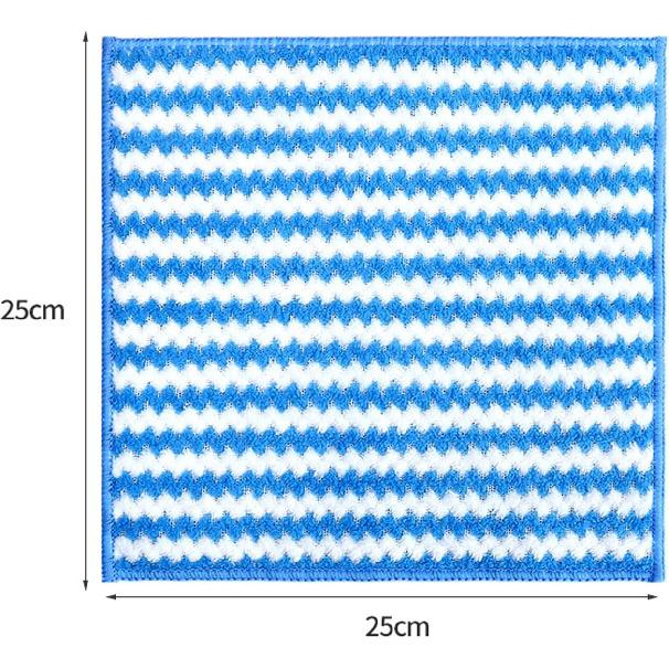 Microfiber Wavy Dishcloth Kitchen Absorbent Dishcloth Cleaning Cloth Thickened Dishcloth Scouring Cloth (Blue)