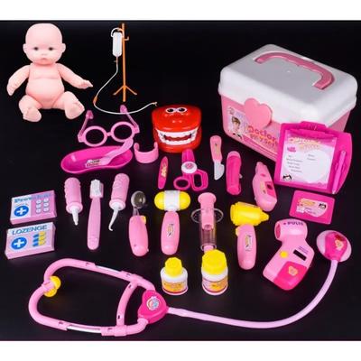 [Lustig] 27 Stück Kinderspielzeug Arztset Babykoffer Medizinisches Set Cosplay Zahnarzt Krankenschwester Simulation Medizinkoffer Ton- & Licht-Requisiten