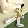 White Initial Keychain Shiny Cute A-Z Letter Key Chain Backpack Car Key Accessories Lanyard Couple Name Letter Pendant Gift